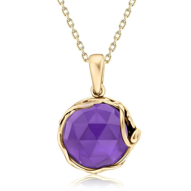 14K Gold Plated Amethyst Pendant, Libra Birthstone Necklace