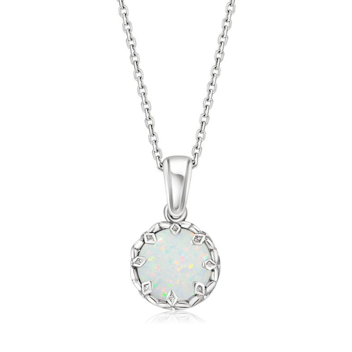 925 Silver Drop Pendant Inlaid with White Opal