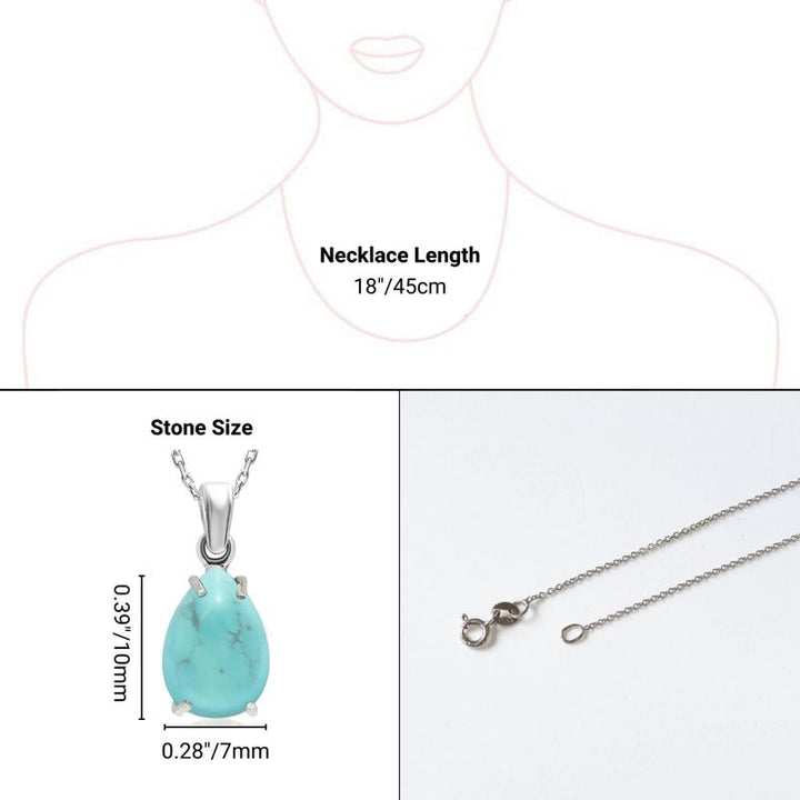 14K Gold Turquoise Teardrop Pendant Necklace