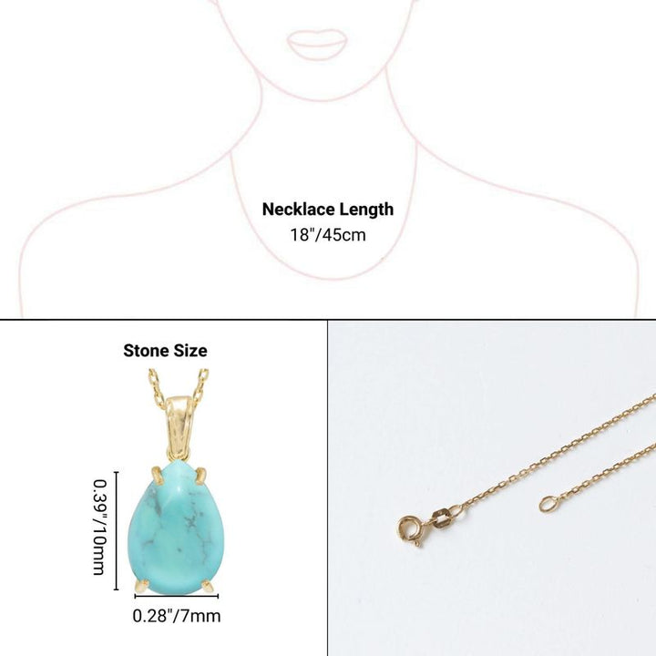 14K Gold Turquoise Teardrop Pendant Necklace