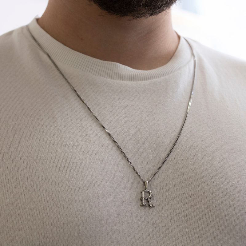 925 Silver Pendant with Letter R Necklace