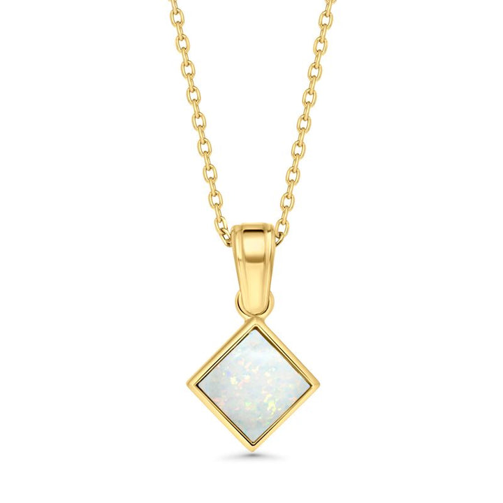 14K Gold Opal Necklace - Bridal Wedding Jewelry