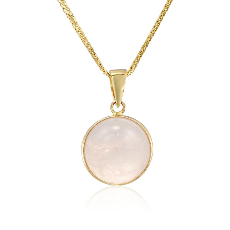 14K Yellow Gold 12mm Roze Quartz Pendant