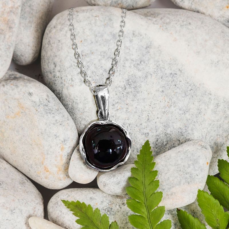 925 Sterling Silver Round Black Onyx 12mm Pendant