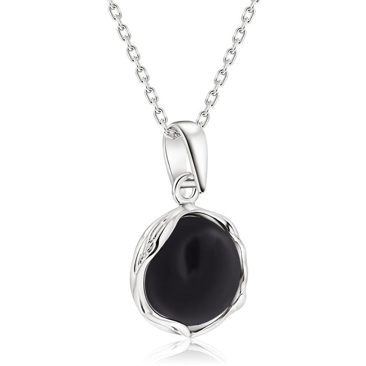 925 Sterling Silver Round Black Onyx 12mm Pendant