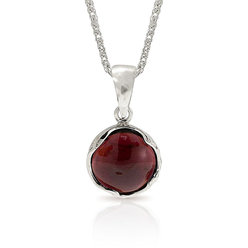 14K White gold 12mm Garnet Vintage Pendant