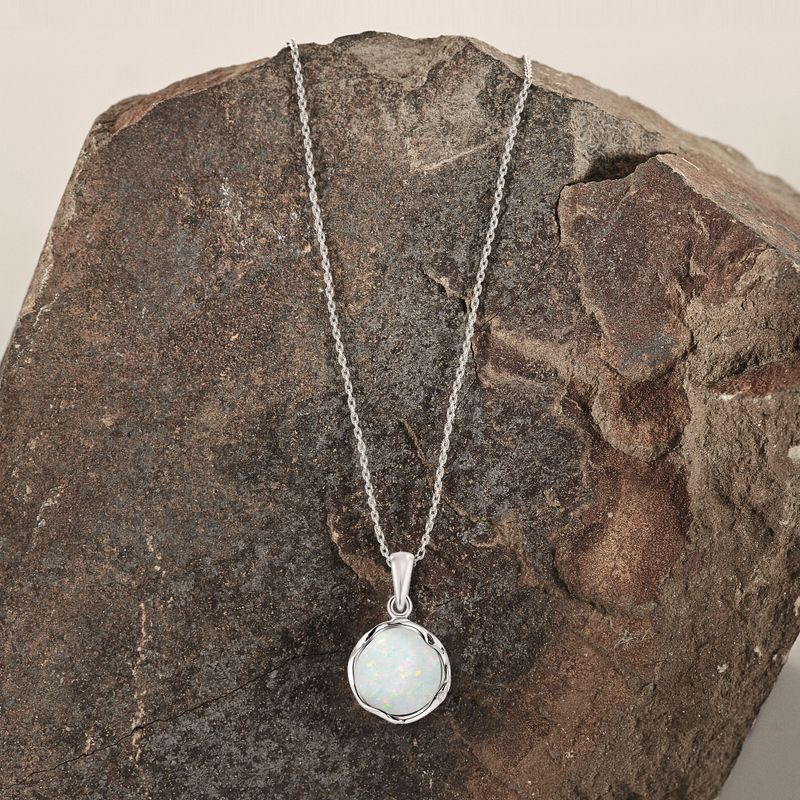 925 Sterling Silver Round White Opal 12mm Pendant