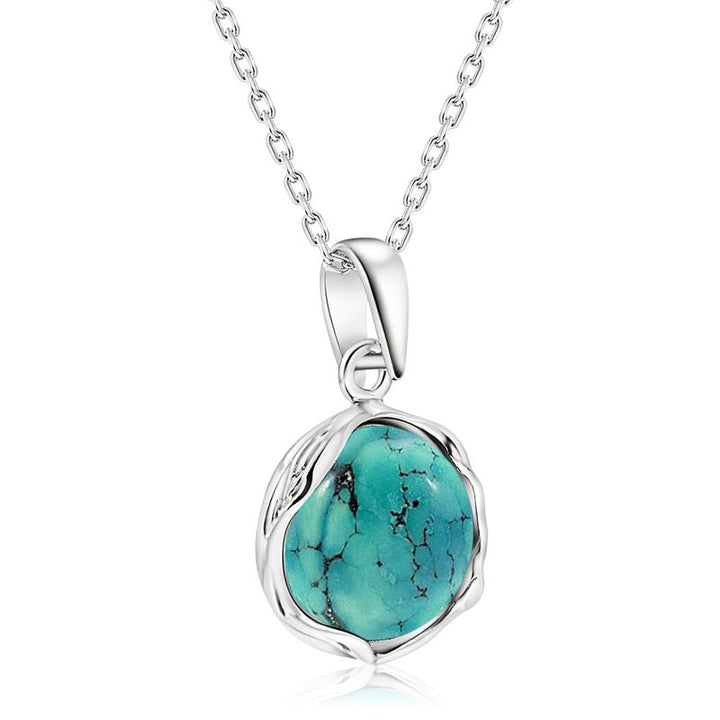 925 Sterling Silver Round Turquoise 12mm Pendant