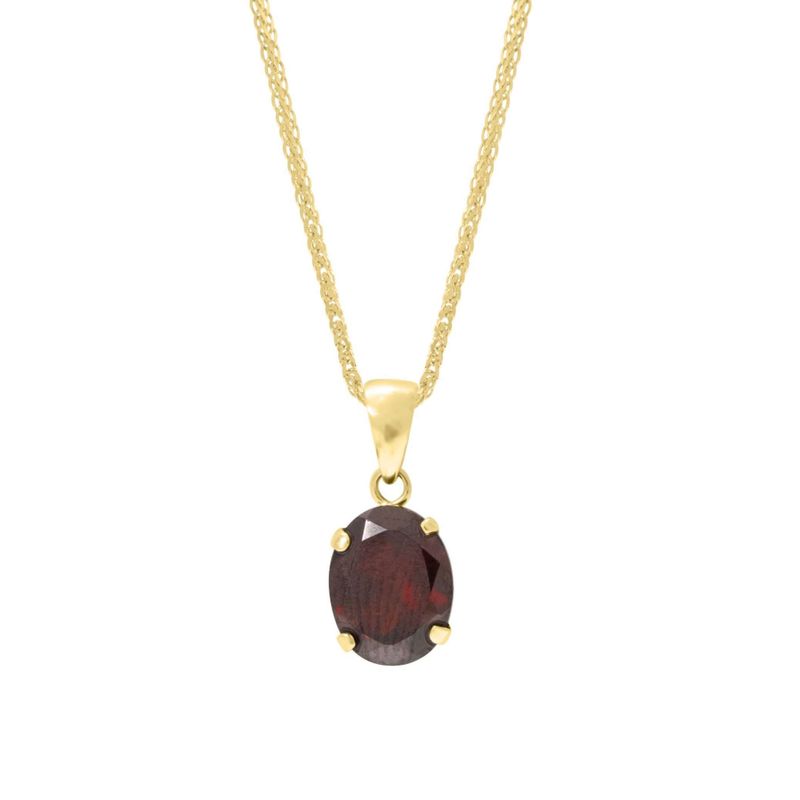 14K Yellow Gold 8x10mm Garnet Oval Pendant
