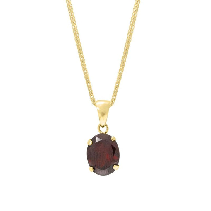 14K Yellow Gold 8x10mm Garnet Oval Pendant