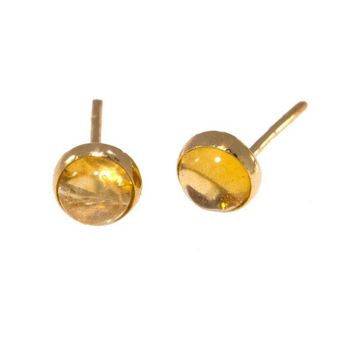 14K Yellow Gold Round Yellow Citrine 4mm Stud Earrings