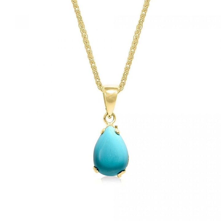 14K Yellow Gold 7x10mm White Opal Drop Pendant