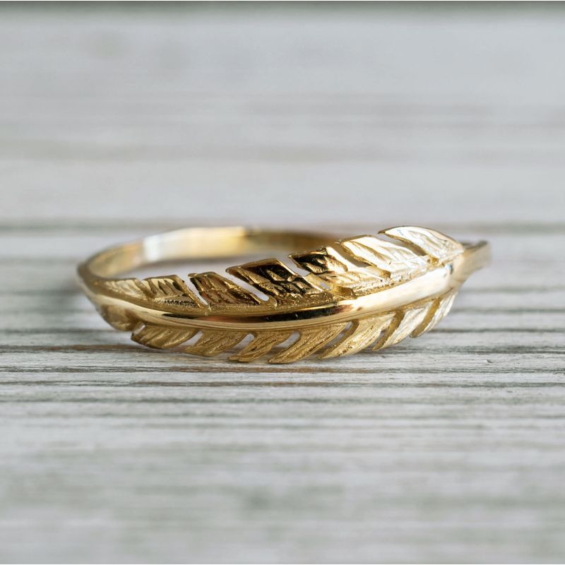 14K Yellow Gold Feather Ring
