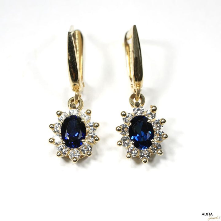 Large Colored Gems Earrings With CZ