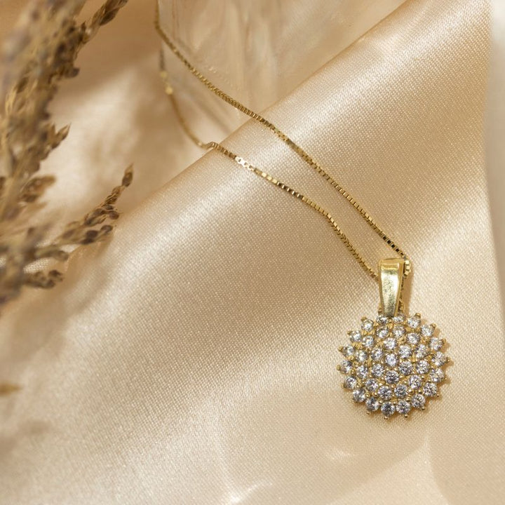 14K Yellow Gold White CZ Necklace