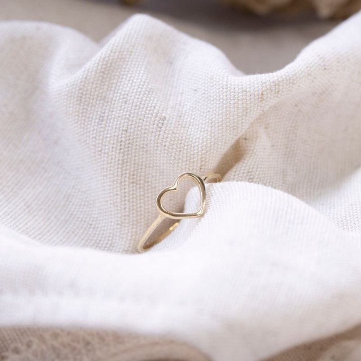 14K Yellow Gold Dainty Heart Ring