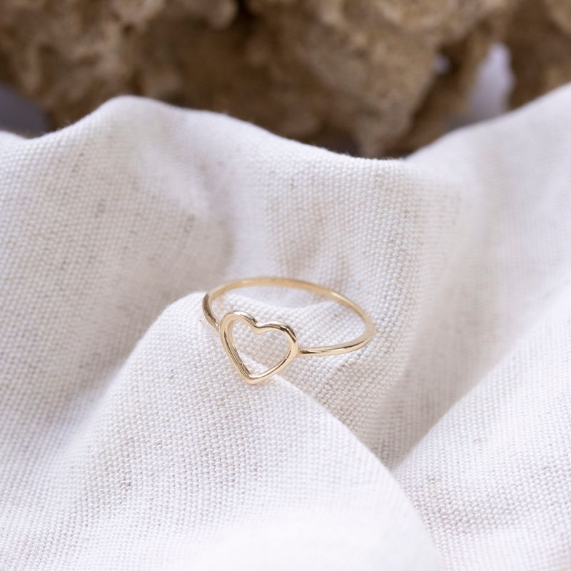 14K Yellow Gold Dainty Heart Ring