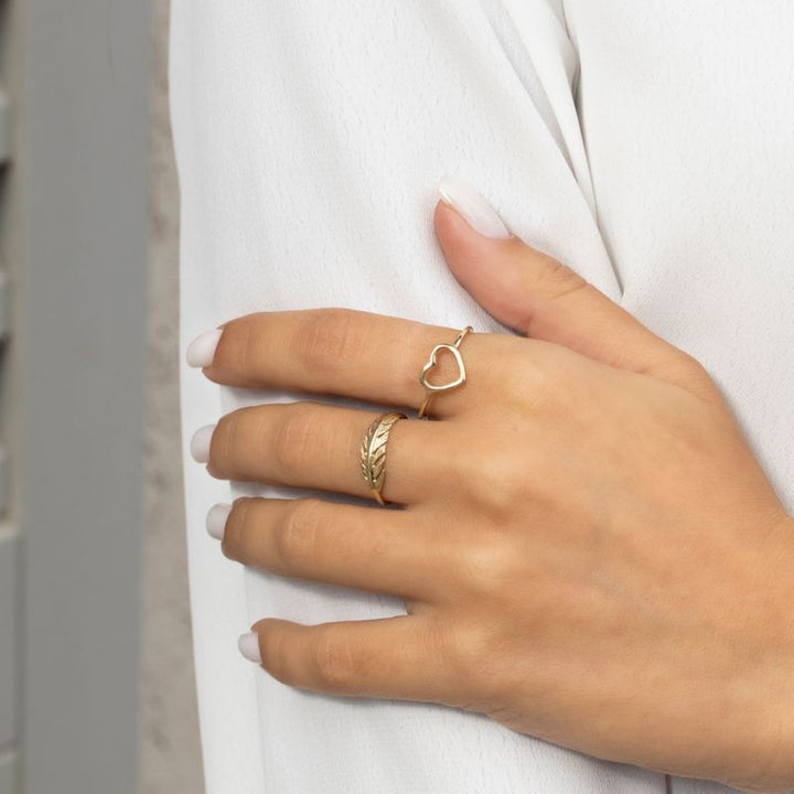 14K Yellow Gold Dainty Heart Ring