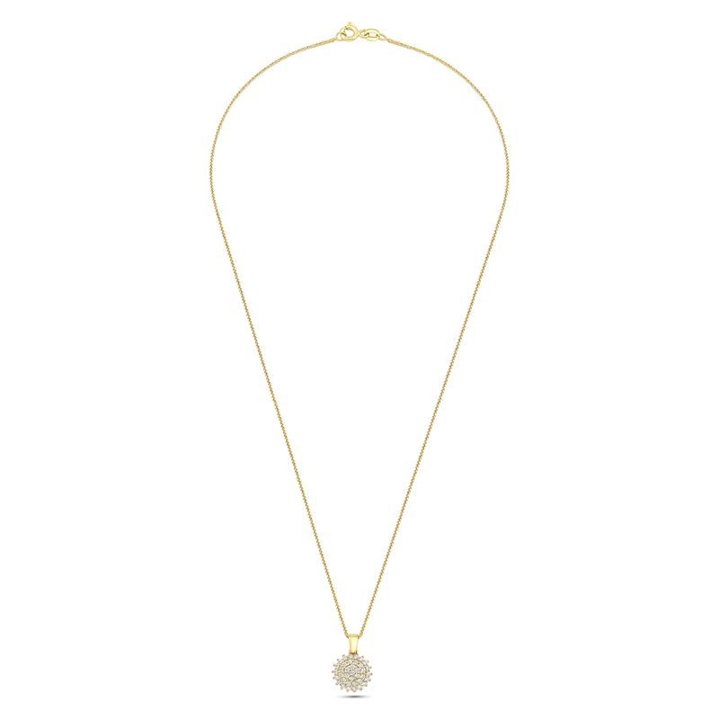 14K Yellow Gold Multistone White CZ Pendant