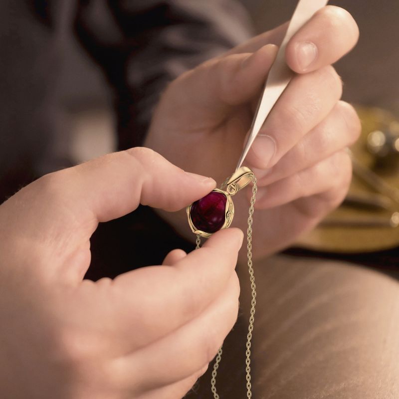 Yellow Gold Plated Round Red Garnet 12mm Pendant