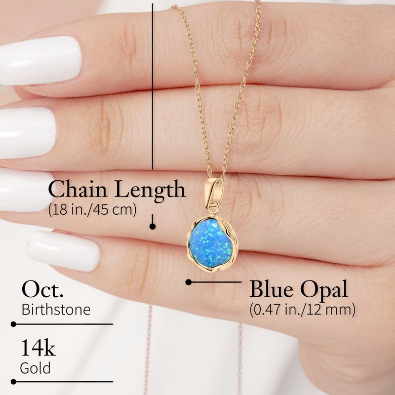 Yellow Gold Plated Round Blue Opal 12mm Pendant