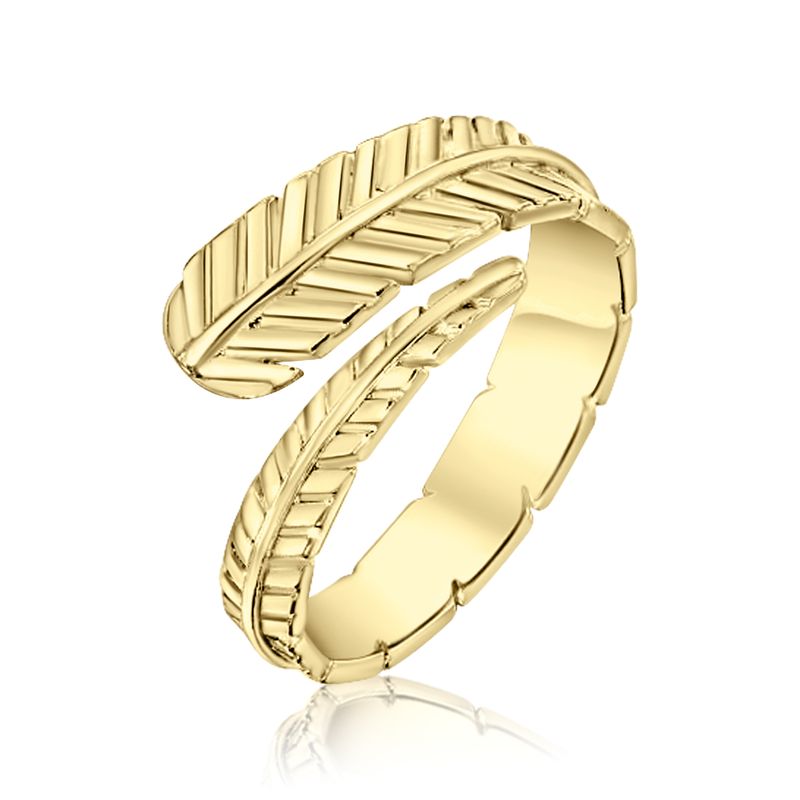 Yellow Gold Plated Feather Snake Ring