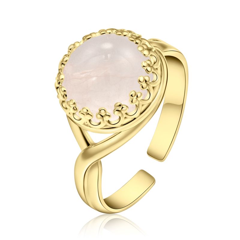 Yellow Gold Plated Pink Rose Quartz 10mm Ring