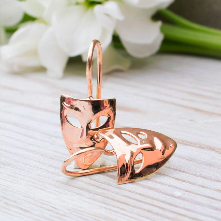 14K Rose Gold Dangle Earrings Mask