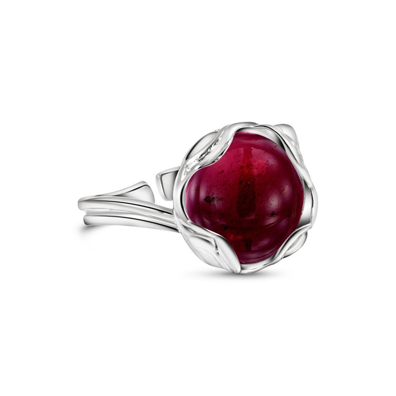 925 Silver Garnet Ring - January Birthstone, Adjustable, Handmade