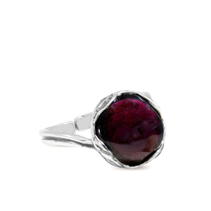 925 Silver Garnet Ring - January Birthstone, Adjustable, Handmade