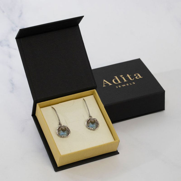 925 Silver Labradorite Dangle Earrings - March Birthstone
