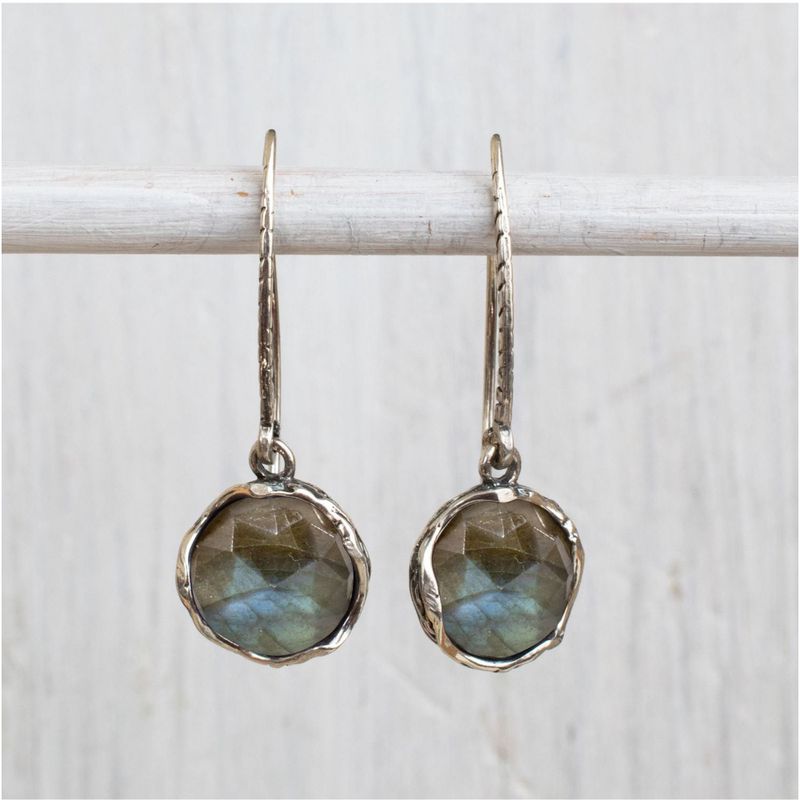 925 Silver Labradorite Dangle Earrings - March Birthstone