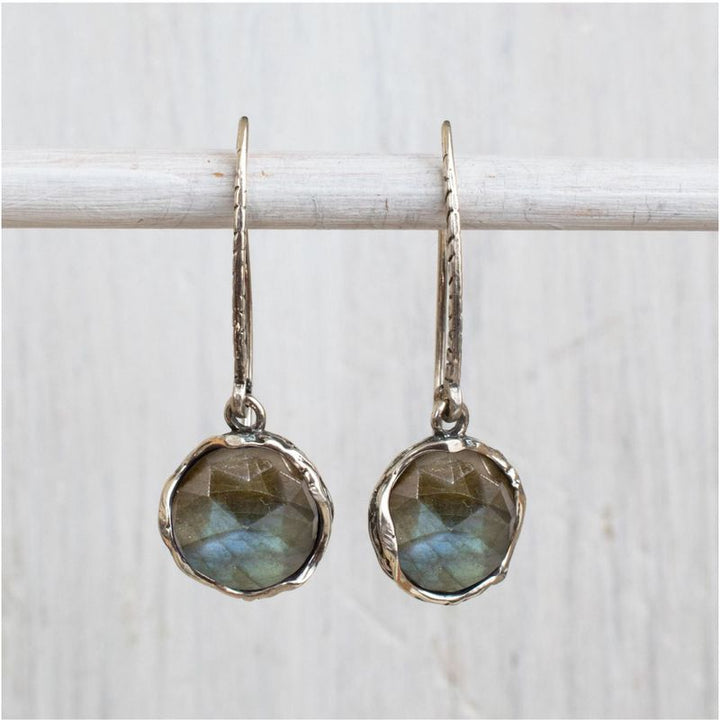 925 Silver Labradorite Dangle Earrings - March Birthstone