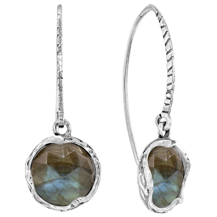 925 Silver Labradorite Dangle Earrings - March Birthstone