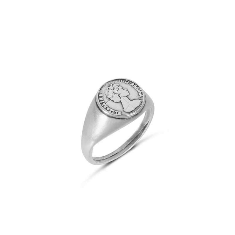 Silver & Gold Plated Round seal ring - little figure