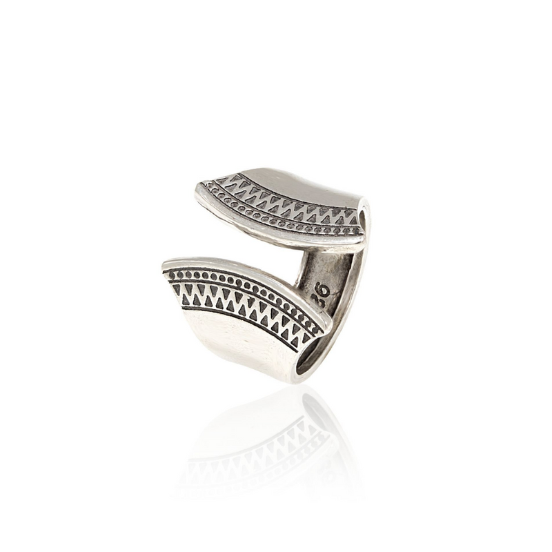 925 Silver Adjustable Ring - Vintage Triangle Design with Gemstone