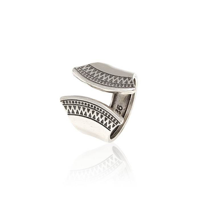 925 Silver Adjustable Ring - Vintage Triangle Design with Gemstone