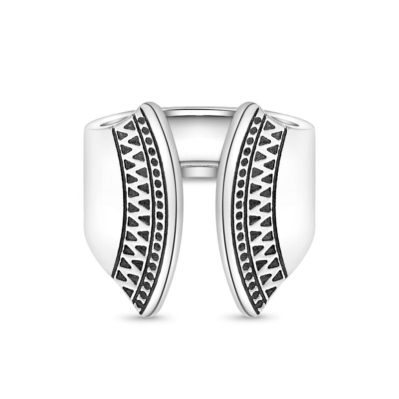 925 Silver Adjustable Ring - Vintage Triangle Design with Gemstone
