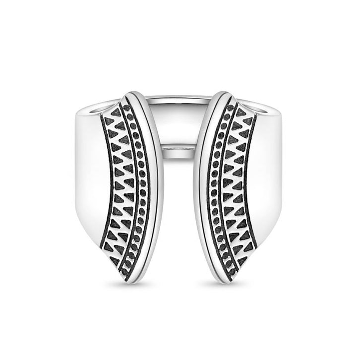 925 Silver Adjustable Ring - Vintage Triangle Design with Gemstone