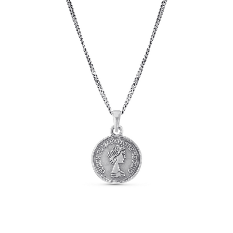 Engraved Silver Coin Necklace