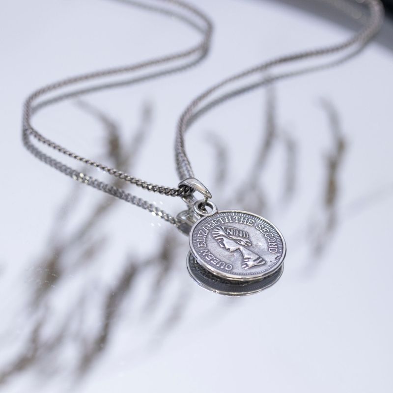 Engraved Silver Coin Necklace