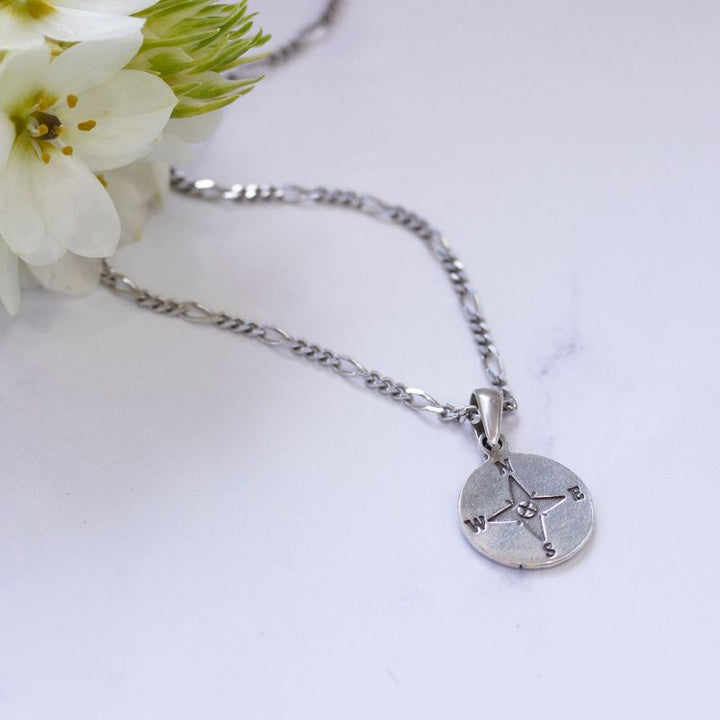 Silver Compass Necklace