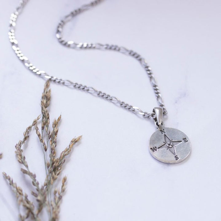 Silver Compass Necklace