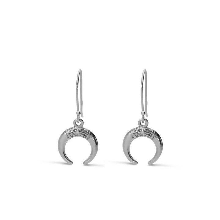 Silver Drop Earrings Half Moon