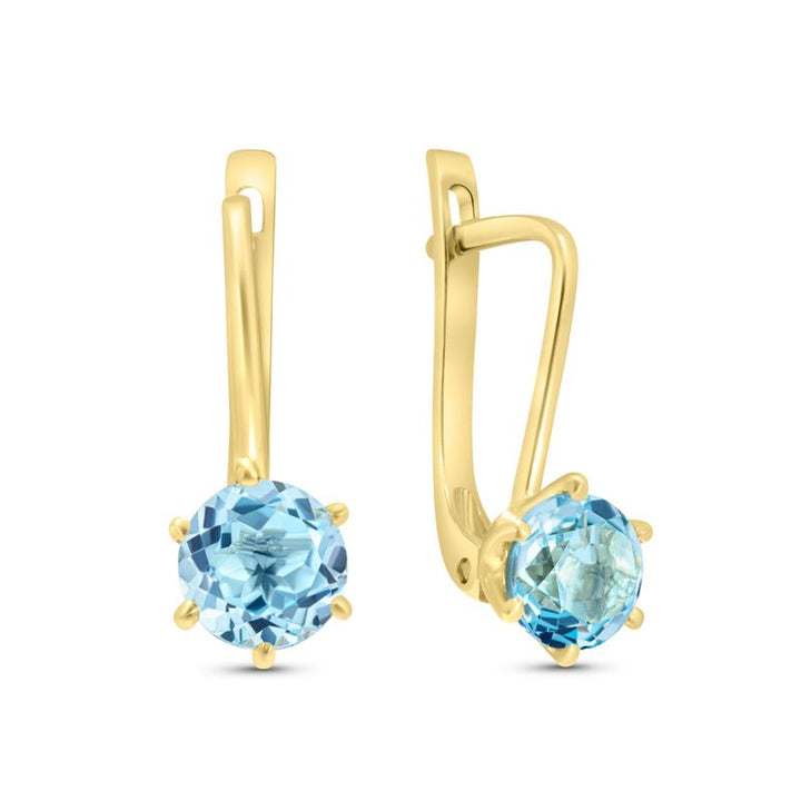 14K Yellow Gold Drop Earrings Inlaid With Topaz