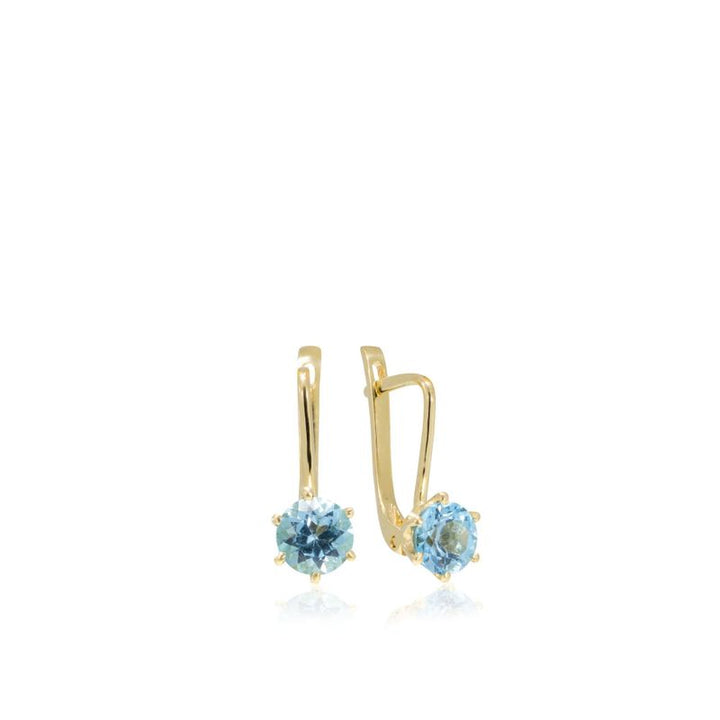 14K Yellow Gold Drop Earrings Inlaid With Topaz