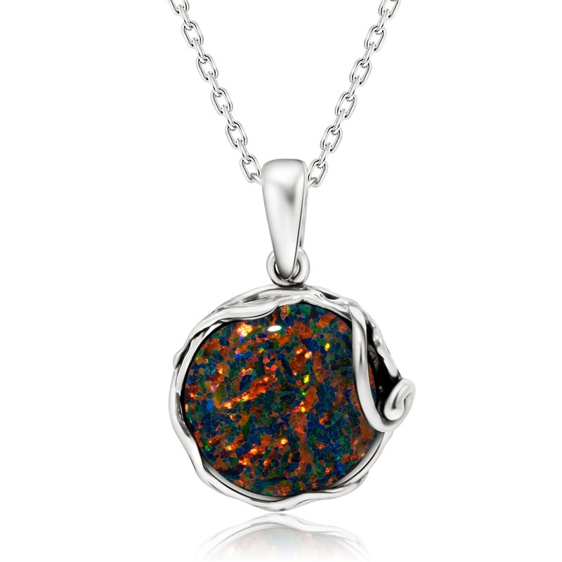 925 Sterling Black Opal 14mm Large Pendant