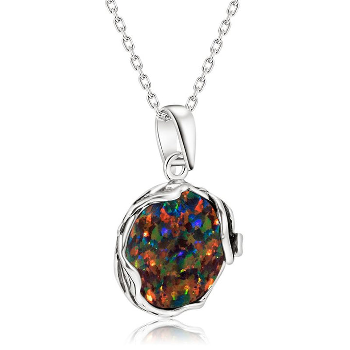 925 Sterling Black Opal 14mm Large Pendant