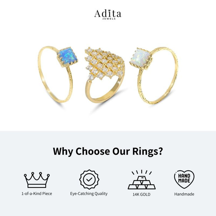14K 12mm Gemstone Ring