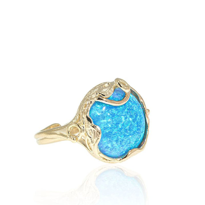 Blue Opal Gold Plated Sizable Ring